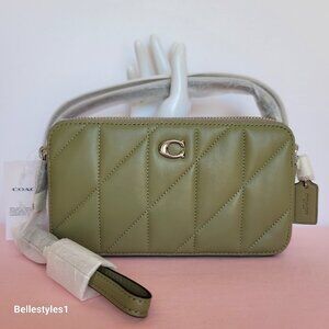 COACH Kira With Quilted Nappa Smooth Leather Crossbody Bag- Moss color ⭐
